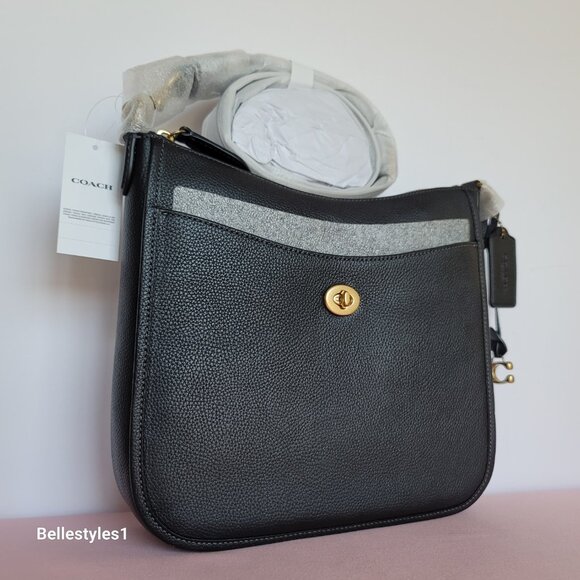 COACH Chaise Pebbled Leather Crossbody Bag- Black color🎈$238. - Picture 2 of 16